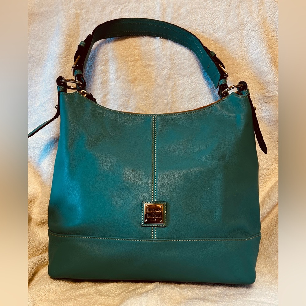 Dooney & Bourke Teal Leather Shoulder Hobo Bag
